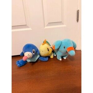 Pokemon Plush Toys Lot of 3 - Popplio, Turtwig & Phanpy Stuffed Animals